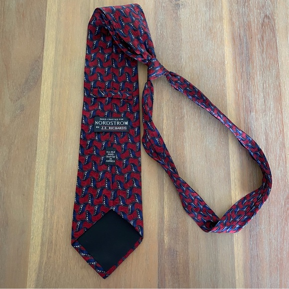 Men's Red and Blue J.Z. Richards Nordstrom Silk Patterned Tie - Picture 5 of 6